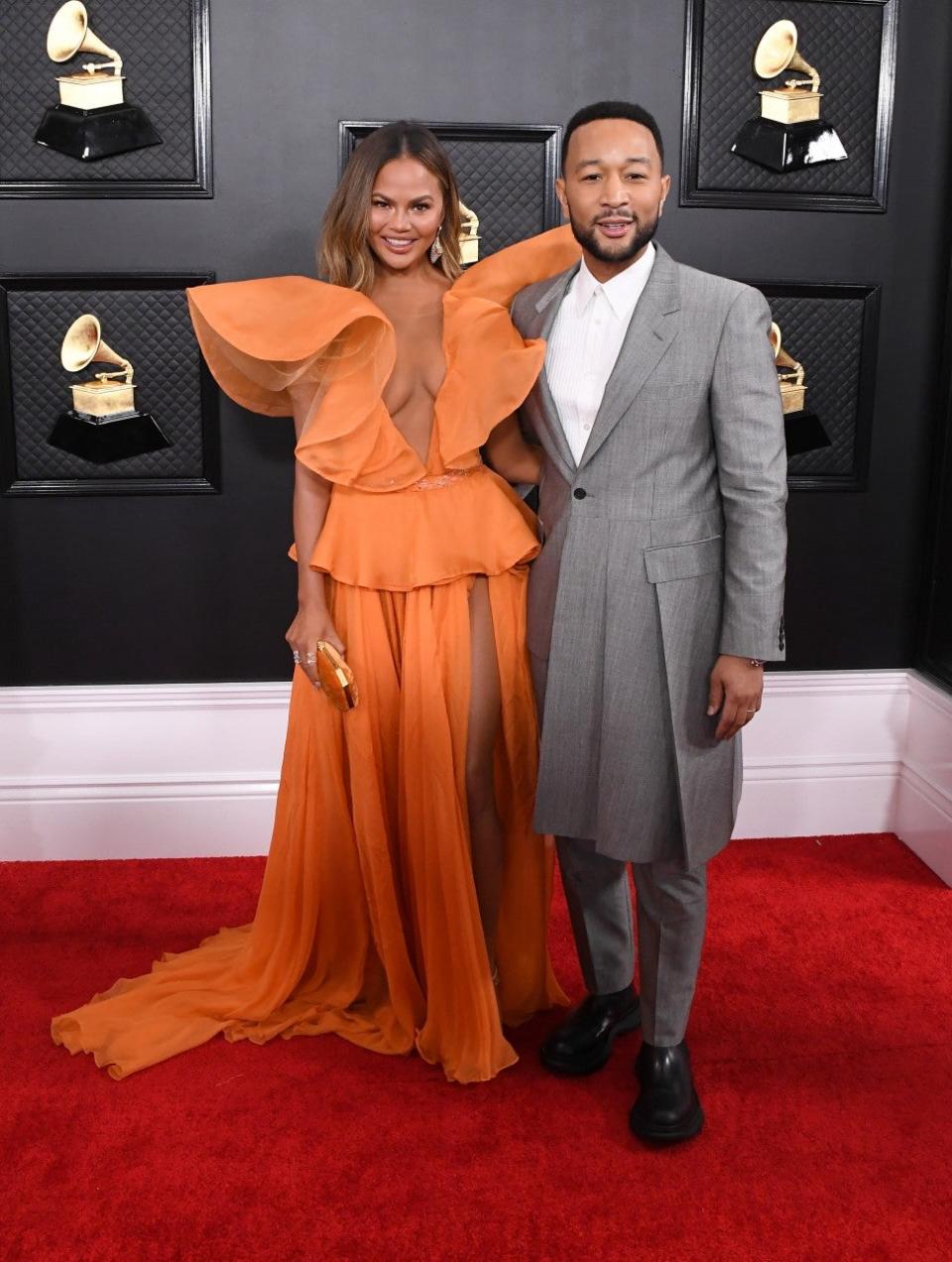 The couple arrived on the red carpet at the 62nd annual GRAMMY Awards on Sunday.