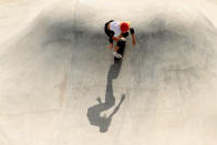 <p>Bombette Martin of Team Great Britain competes during the Women's Skateboarding Park Preliminary Heat on day twelve of the Tokyo 2020 Olympic Games at Ariake Urban Sports Park on August 04, 2021 in Tokyo, Japan. (Photo by Ezra Shaw/Getty Images)</p> 