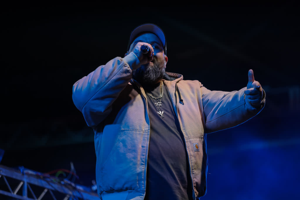 Adam Briggs performing at Shepparton Showgrounds as part of a musical promotion of the Yes vote for Australia’s 2023 Referendum. (Credit: Asanka Ratnayake via Getty Images)