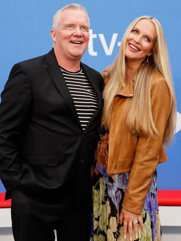 <p>MICHAEL TRAN/AFP/Getty </p> Anthony Michael Hall and Lucia Oskerova arrive for Apple TV+'s "Ted Lasso" Season Three FYC screening on June 10, 2023.