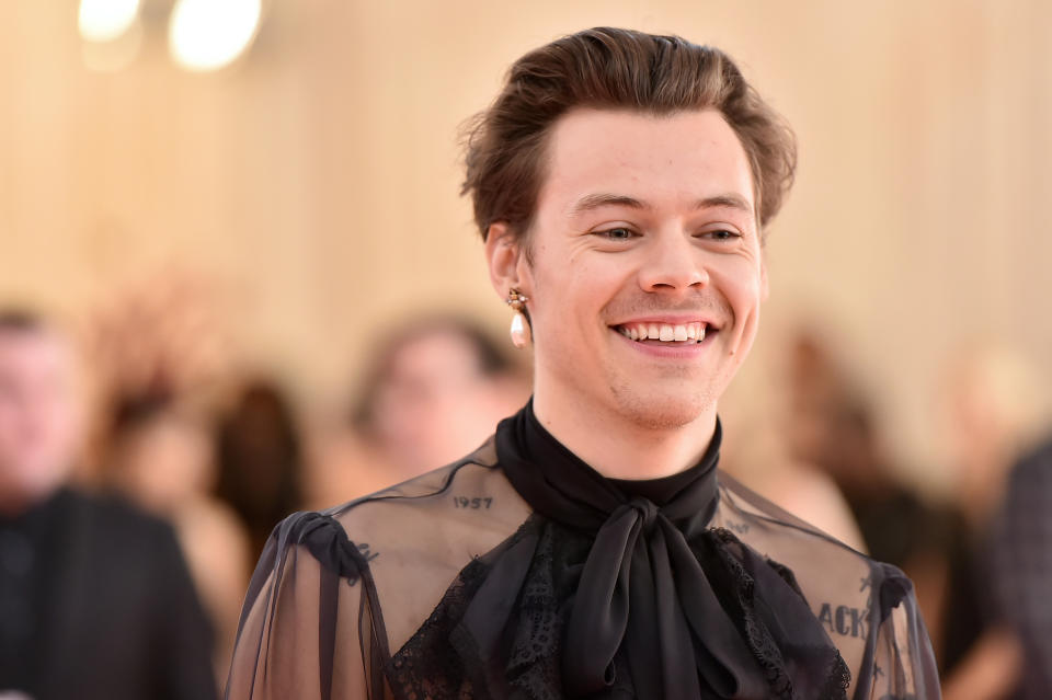 NEW YORK, NEW YORK - MAY 06: Harry Styles attends The 2019 Met Gala Celebrating Camp: Notes on Fashion at Metropolitan Museum of Art on May 06, 2019 in New York City. (Photo by Theo Wargo/WireImage)