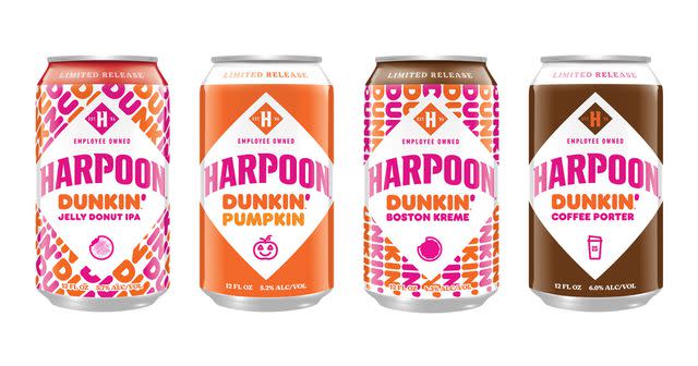 Dunkin x Harpoon Harpoon and Dunkin's donut-inspired beers