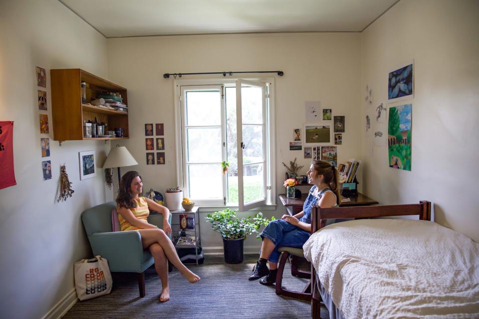 A dorm room inside Scripps College.