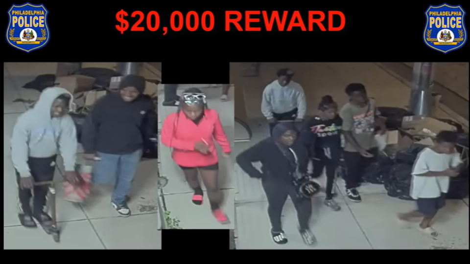 The Philadelphia Police Department released these images of the young people suspected of carrying out the attack on 72-year-old James Lambert, hoping the newly released video and a reward of $20,000 for information will help generate leads in the investigation (Youtube/Philadelphia Police Department)