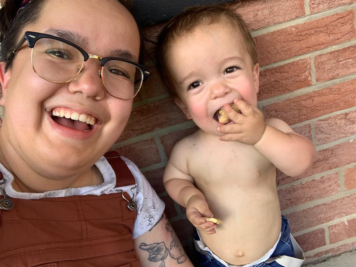 USA TODAY audience editor Sallee Ann Harrison with her son, Rett, at home in Cincinnati, Ohio.