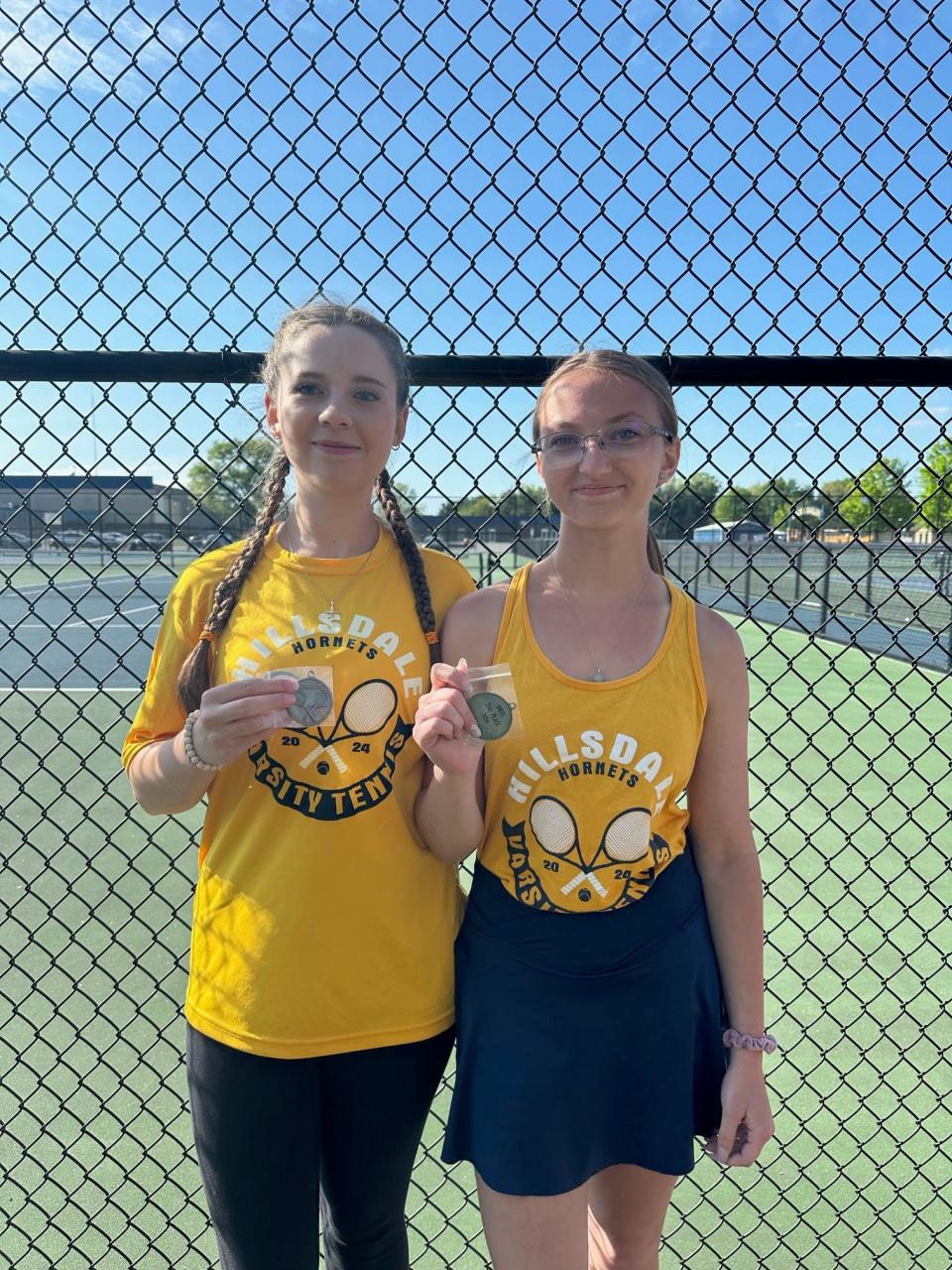The No. 4 doubles team Olivia Kuenzer and Emily Butterbaugh took second for Hillsdale girls tennis at the SMITL tournament.