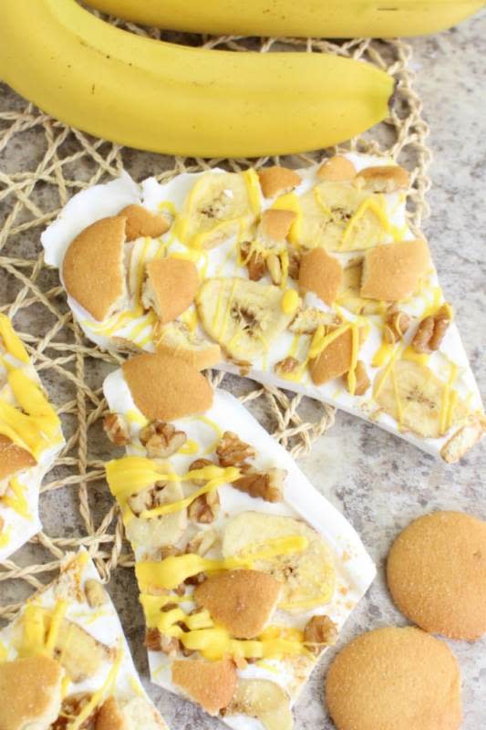 <p>Glue Sticks and Gumdrops</p><p>Yes, you read that right! Banana. Pudding. Bark! This bark is a fun twist on a classic dessert. It'll make a great food gift for the holidays!</p><p><strong>Get the recipe: </strong><a href="https://gluesticksgumdrops.com/banana-pudding-bark-candy-dessert/" rel="nofollow noopener" target="_blank" data-ylk="slk:Banana Pudding Bark;elm:context_link;itc:0;sec:content-canvas" class="link "><strong>Banana Pudding Bark</strong></a></p>