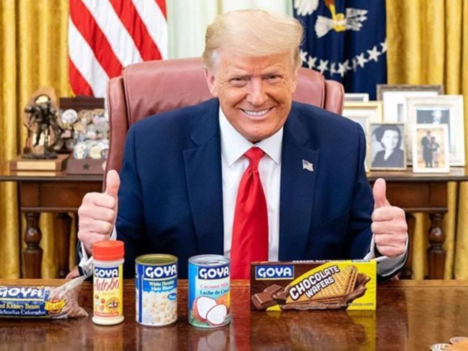 President Donald Trump posted a picture to Instagram posing with Goya Foods products, 15 July, 2020Instagram/ RealDonaldTrump