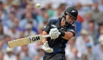 Cricket - England v New Zealand - Second Royal London One Day International - Kia Oval - 12/6/15 New Zealand's Ross Taylor is hit on the helmet by England's Liam Plunkett Action Images via Reuters / Philip Brown Livepic