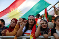 Kurds celebrate to show their support for the upcoming September 25th independence referendum in Erbil, Iraq September 22, 2017. REUTERS/Ahmed Jadallah