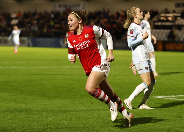 Arsenal's Kim Little celebrates scoring