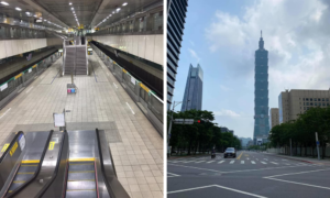 Empty Taipei streets amid local Covid-19 outbreak. (photo courtesy/Effy Chang@Facebook)