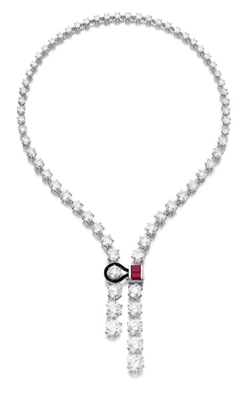  Sotheby’s Diamonds Crown Rivière Necklace in platinum with diamonds and rubies