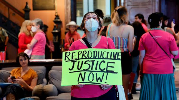 PHOTO: In this Sept. 27, 2022, file photo, Andrea Kaniarz of Lexington watches the South Carolina House of Representatives meet during discussion of a bill banning most abortions, in Columbia, S.C. (Tracy Glantz/The State via TNS via Getty Images, FILE)