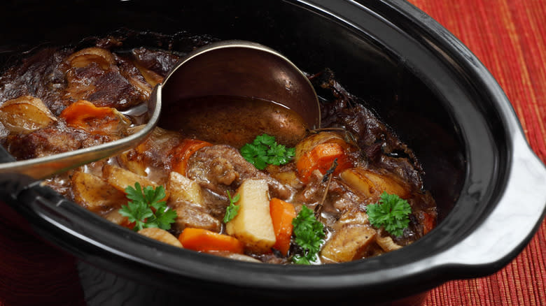 Beef stew in slow cooker
