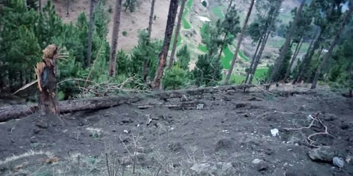 A photo released by Pakistan's military shows a view of damage caused after Indian jets dropped their payload