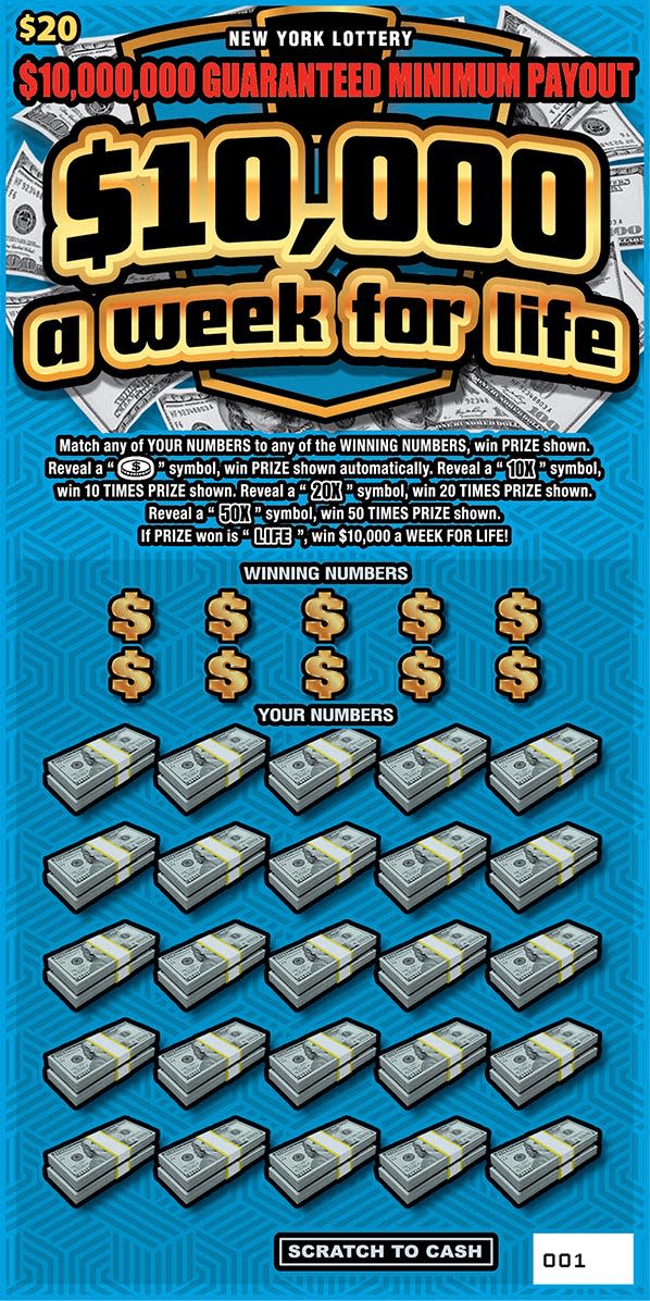 New York Lottery's $10,000 for Life scratch-off game