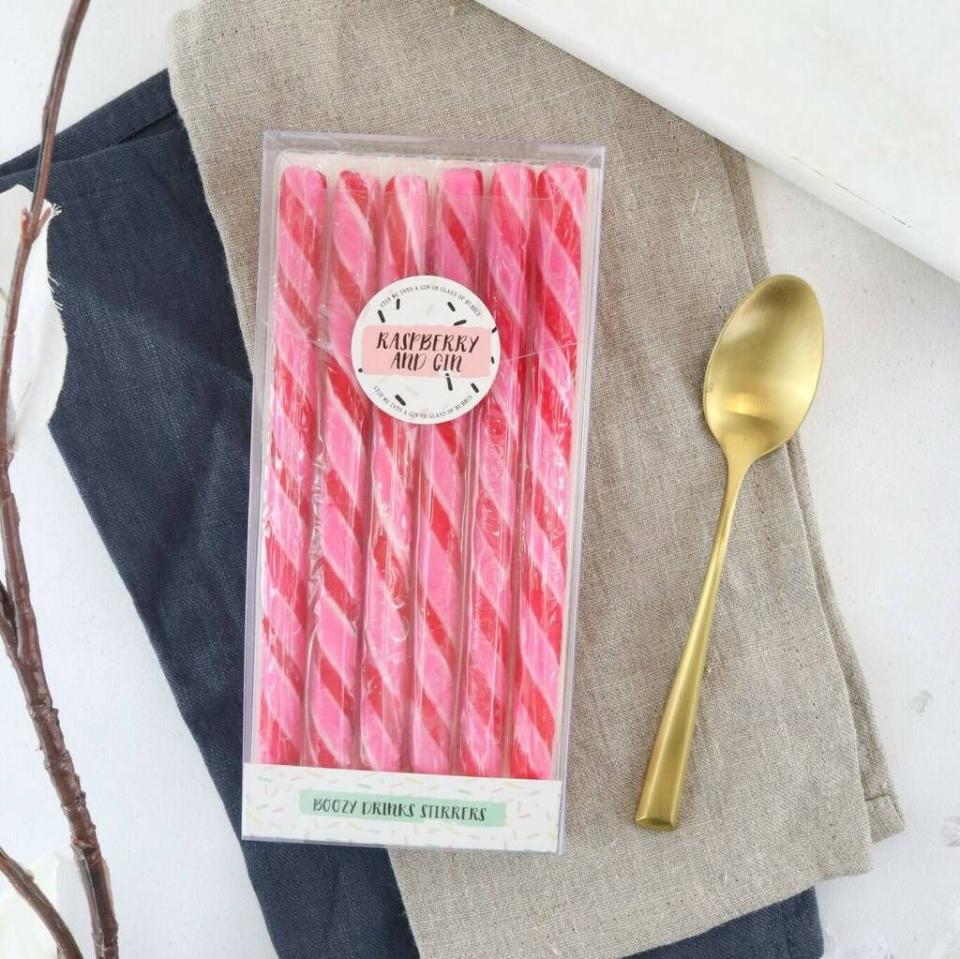 <p>These completely edible stirrers are made from actual gin...Yep, pretty snazzy if you ask me. They'd be great at a dinner party or Christmas do. Or just for someone who drinks a lot of gin!</p><p><a class="link " href="https://go.redirectingat.com?id=127X1599956&url=https%3A%2F%2Fwww.notonthehighstreet.com%2Fhollyslollies%2Fproduct%2Falcoholic-raspberry-gin-edible-drink-stirrers&sref=https%3A%2F%2Fwww.delish.com%2Fuk%2Fcocktails-drinks%2Fg29855274%2Falcoholic-gift-guide%2F" rel="nofollow noopener" target="_blank" data-ylk="slk:BUY NOW;elm:context_link;itc:0;sec:content-canvas">BUY NOW</a> <strong>£5.95, Not On The High Street </strong></p>