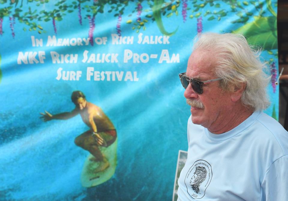 Phil Salick, whose late brother Rich Salick is remembered each year at this event. Monday at the 2020 National Kidney Foundation Pro-Am Surfing Festival at the Westgate Resorts Cocoa Beach Pier.