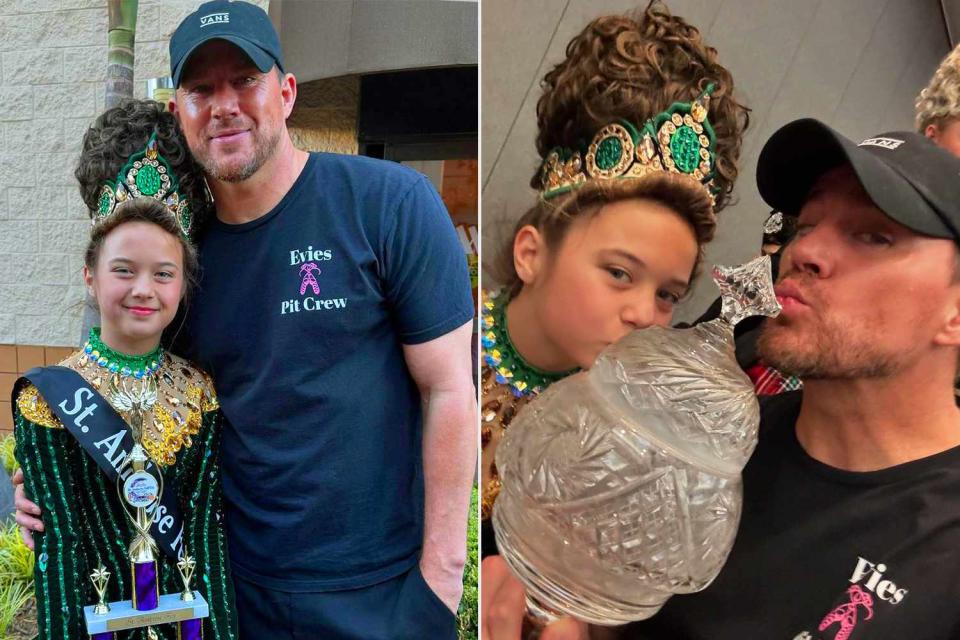 <p>Channing Tatum/Instagram</p> Channing Tatum poses with his daughter Everly after an Irish dance competition win on Sept. 28, 2024 