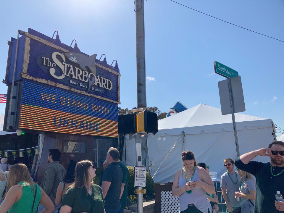 The line outside The Starboard restaurant in Dewey Beach on March 19, 2022.