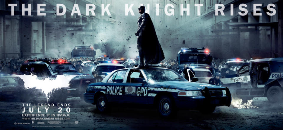 Christian Bale as Batman in Warner Bros. Pictures' in "The Dark Knight Rises" - 2012<br> <a href="http://l.yimg.com/os/251/2012/05/24/TDKR-DTKCop-Dom-RGB-2366x1088-jpg_183723.jpg" rel="nofollow noopener" target="_blank" data-ylk="slk:View full size image >>;elm:context_link;itc:0;sec:content-canvas" class="link ">View full size image >></a>