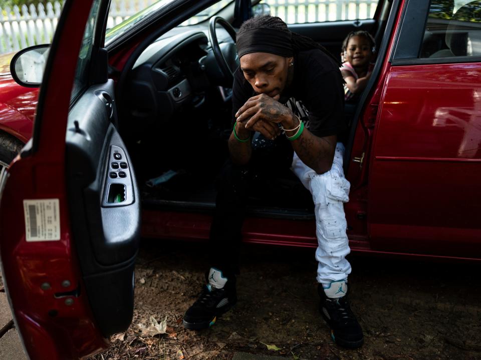 MEMPHIS, TN - September 5, 2023: Maurice Vaughn, who is a defendant who had his charges thrown out after a judge ruled that Memphis police violated his rights in searching his car, outside of his home in Memphis, Tennessee. Photo by Brad Vest for The Marshall Project.