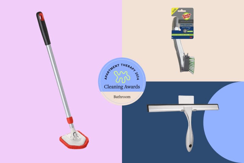 Graphic grid showing three Cleaning Awards winners in the bathroom category