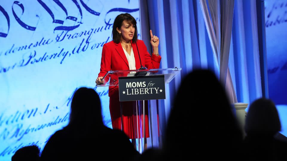 Moms for Liberty co-founder Tina Descovich speaks during the Moms for Liberty Joyful Warriors national summit in Philadelphia in June 30, 2023. - Michael M. Santiago/Getty Images