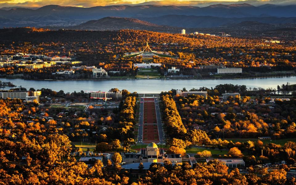 An aerial view of Canberra