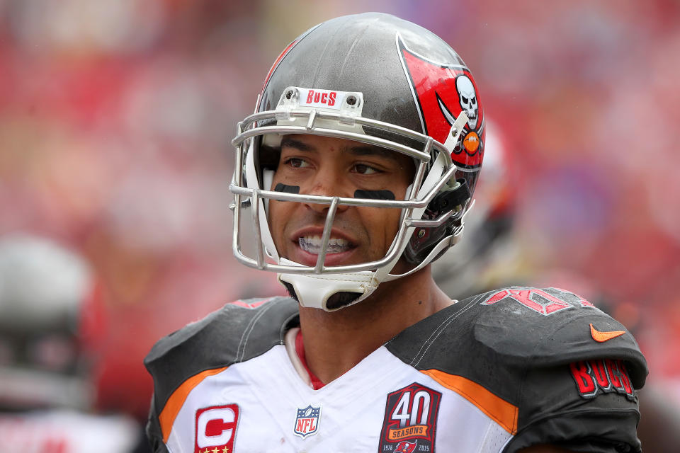 Former Buccaneers and Chargers wide receiver Vincent Jackson was found dead on Monday at 38. (Cliff Welch/Icon Sportswire via Getty Images)