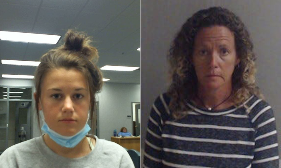 Mugshots of Emily Rose Grover, left and Laura Rose Carroll.