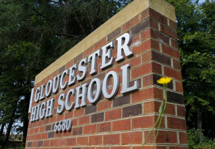 A sign at the Gloucester County High school on Aug. 25, 2015.