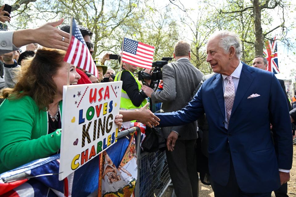 The King goes on a walkabout on The Mall to greet well wishers (Toby Melville/PA) (PA Wire)