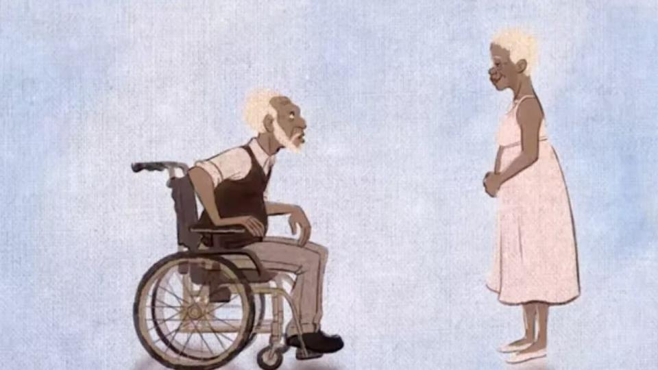 Netflix's animated movie Canvas-couple preparing to dance