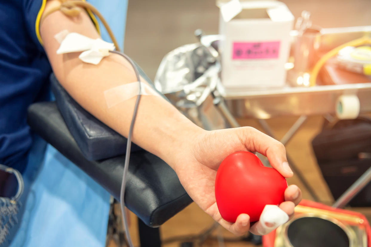 Blood donor at donation. (Photo: Getty Images)