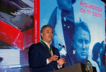 Colombia's President-elect Ivan Duque, speaks after being condecorated, in Medellin, Antioquia, Colombia, July 10, 2018. REUTERS/Fredy Builes