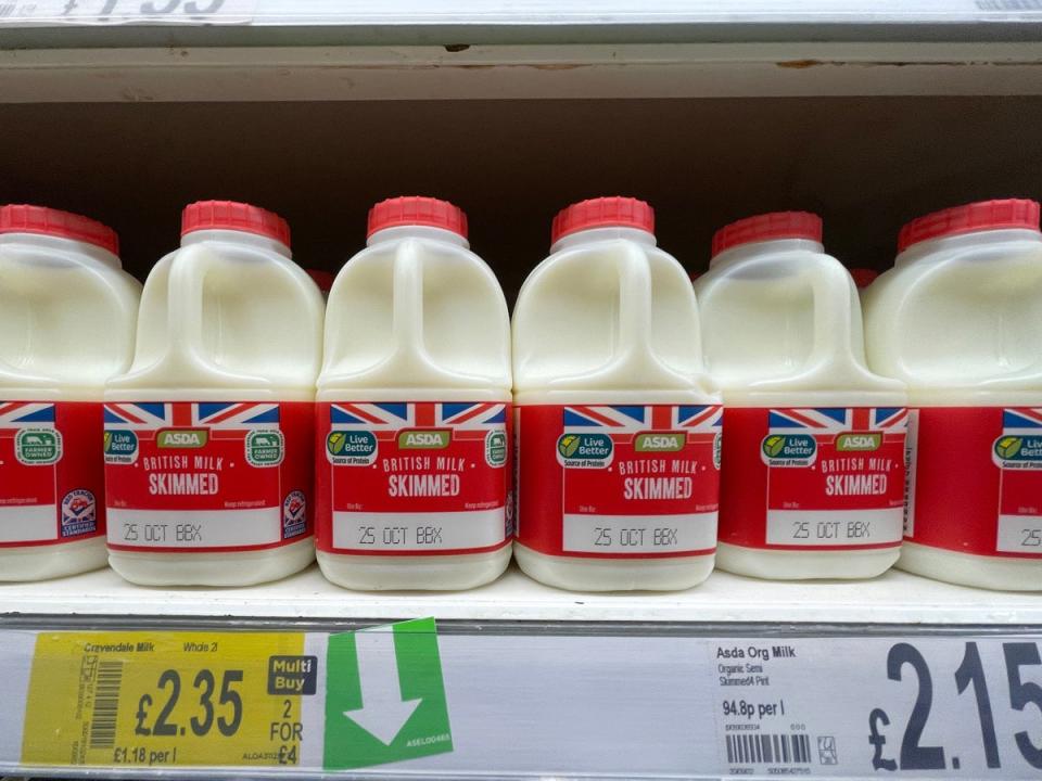 The coloured caps on milk bottles cannot be easily recycled into food-grade packaging (Getty Images)