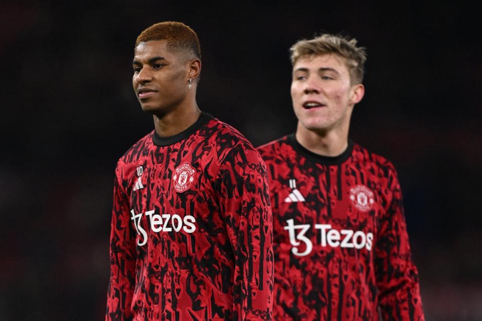 Rashford and Hojlund combined for one of Man Utd’s goals against Spurs (Getty)