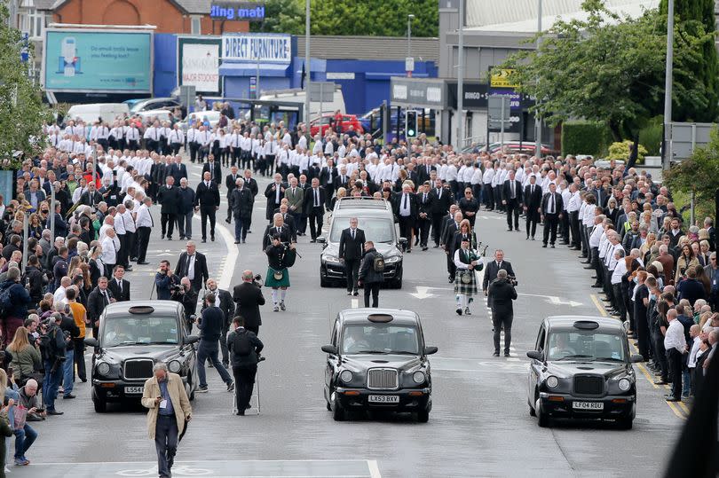 The funeral of Bobby Storey in June 2020