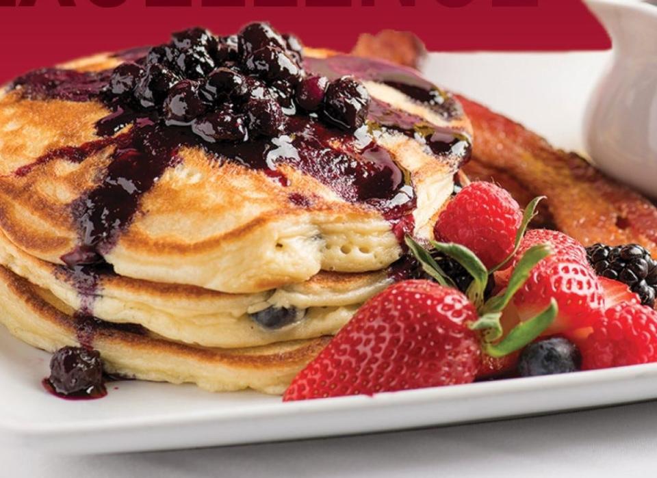 Wild Blueberry Pancakes are on the Easter Brunch menu at Ruth's Chris Steak House.