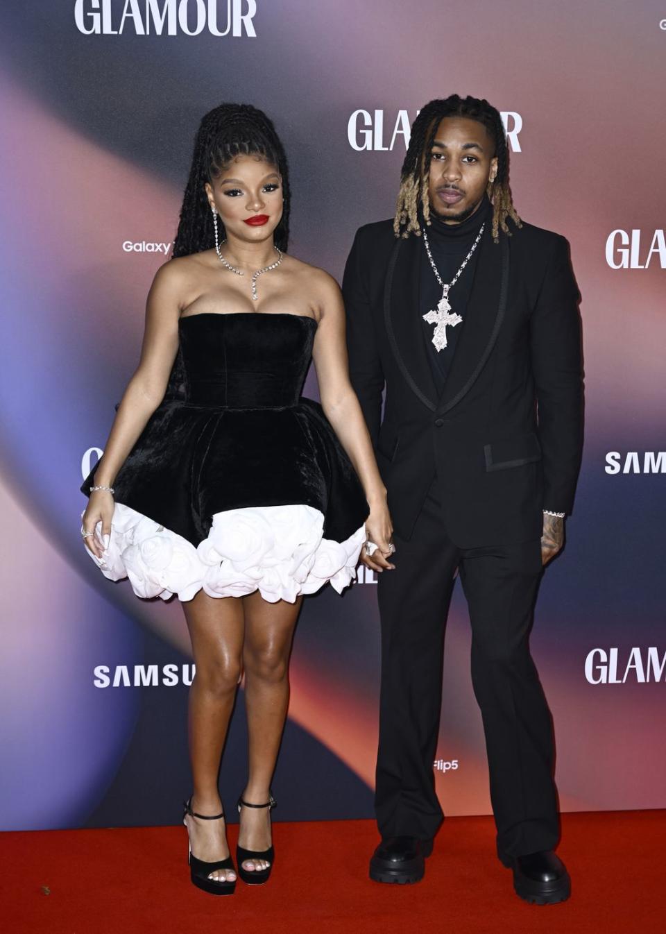 london, england october 17 halle bailey and ddg attend the glamour women of the year awards 2023 at one marylebone on october 17, 2023 in london, england photo by gareth cattermolegetty images