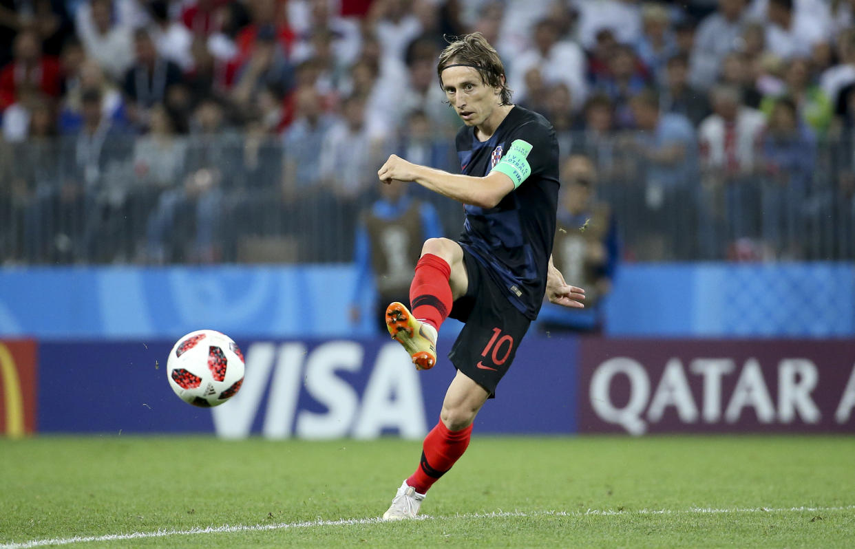 Luka Modric during the 2018 FIFA World Cup&nbsp;semifinal match between England and Croatia at Luzhniki Stadium in Moscow on July 11. (Photo: Jean Catuffe via Getty Images)