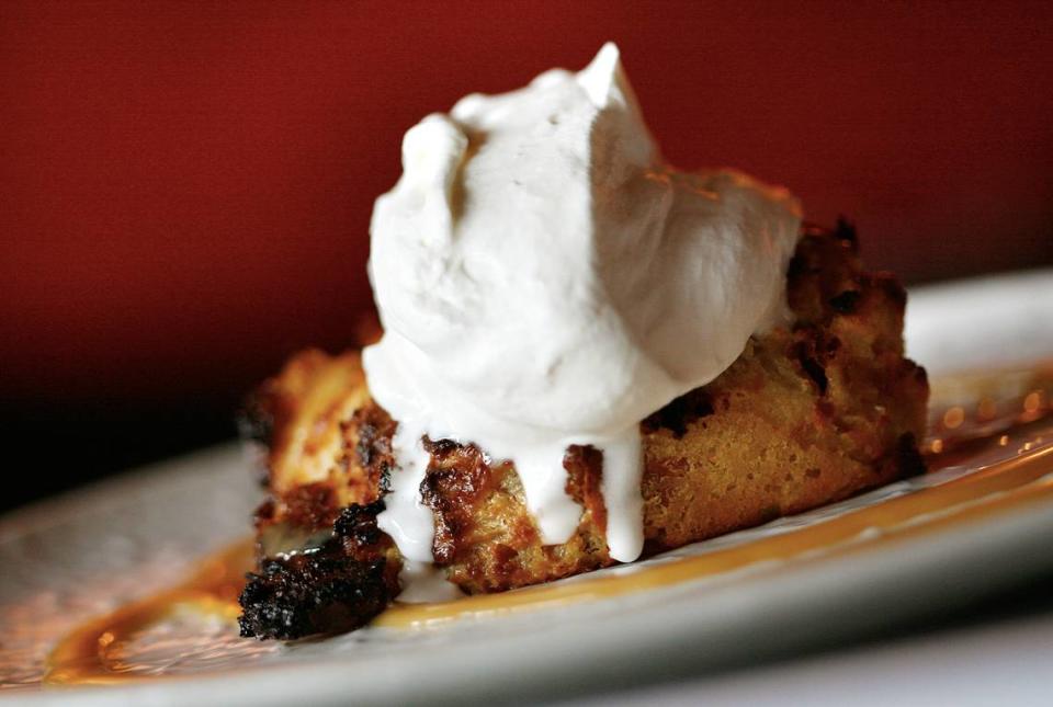 Bread pudding at the Cracked Pepper Bistro is plated with caramel and whipped cream in this file photo from 2009.