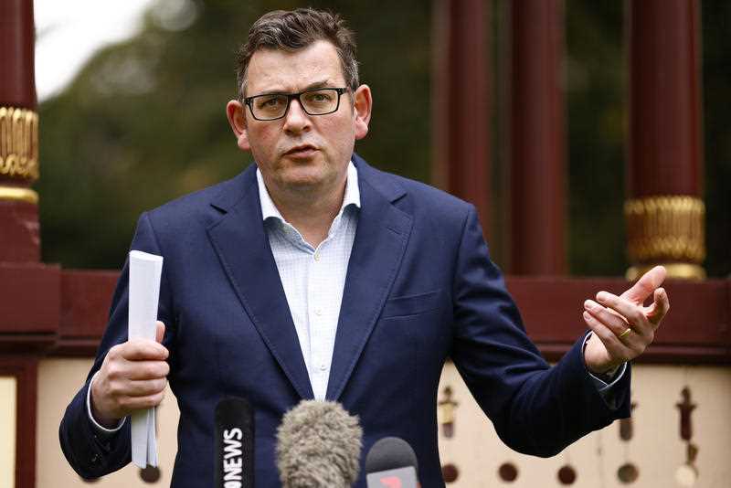 Victorian Premier Daniel Andrews speaks to the media during a press conference in Melbourne.