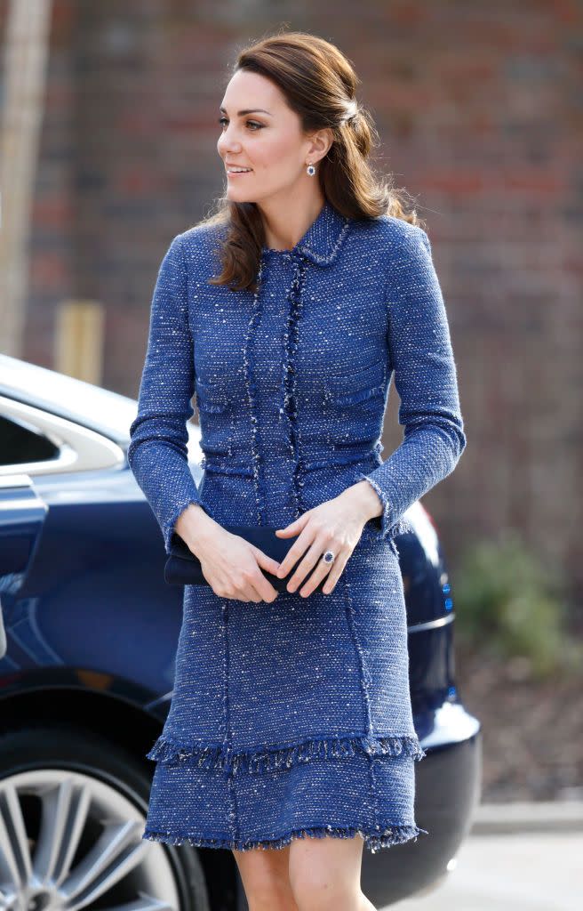 Royals often wear heavier materials and fitted silhouettes.