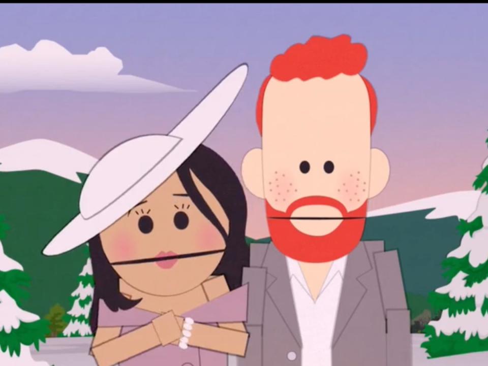 Harry and Meghan were ridiculed in an episode of ‘South Park’ in March (Paramount Plus)