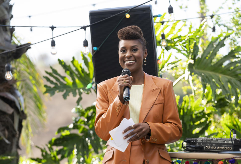 This image released by HBO shows Issa Rae in a scene from the fourth season premiere episode of "Insecure." (Merie Weismiller Wallace/HBO via AP)