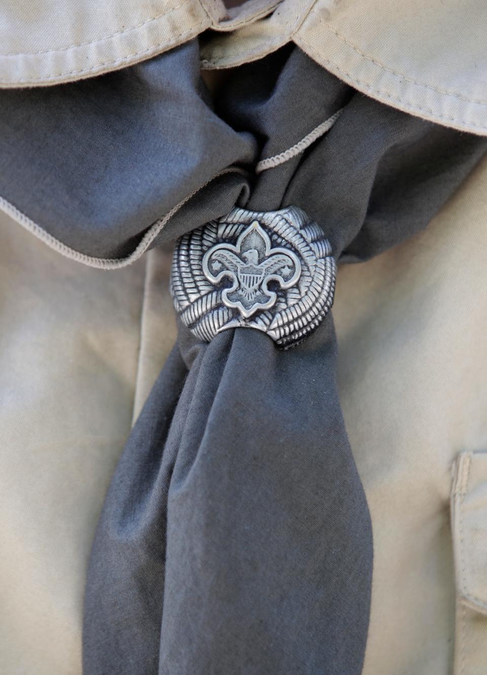 A Boy Scout neckerchief is shown here at camp Maple Dell on July 31, 2015 outside Payson, Utah.