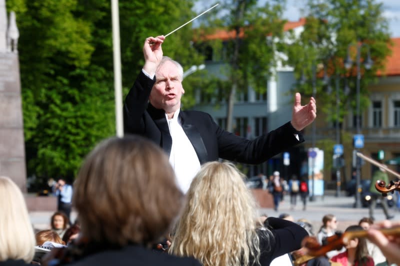 Musicians perform to thank for quick coronavirus disease (COVID-19) containment in Vilnius